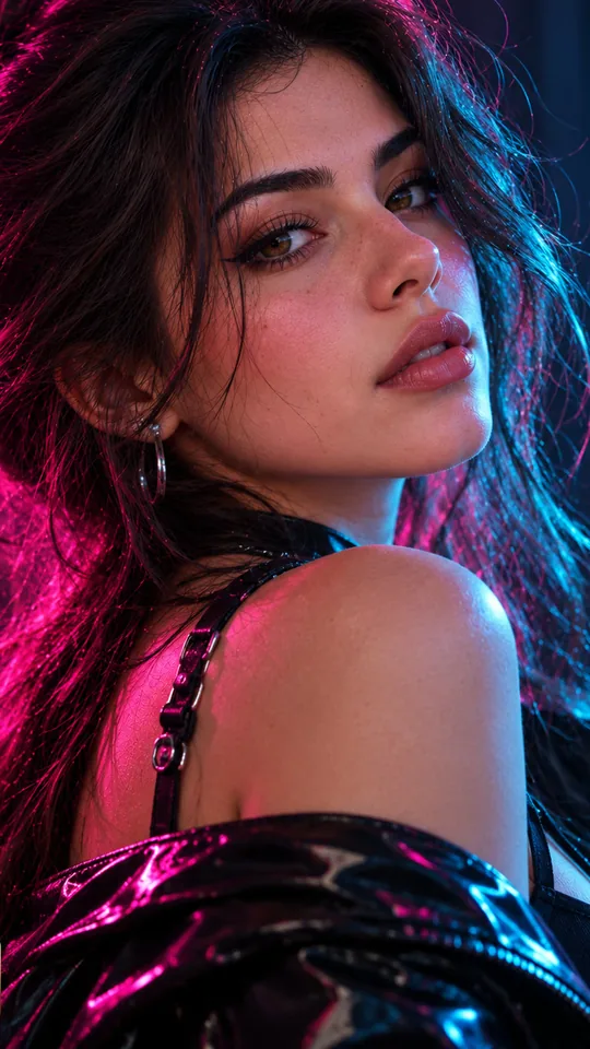 Neon-lit portrait