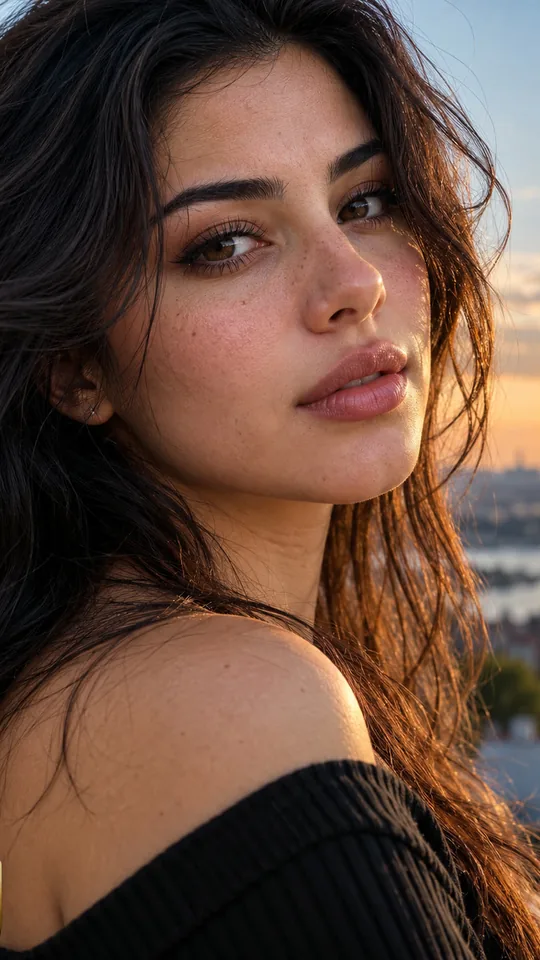 Sunset portrait, skin detail