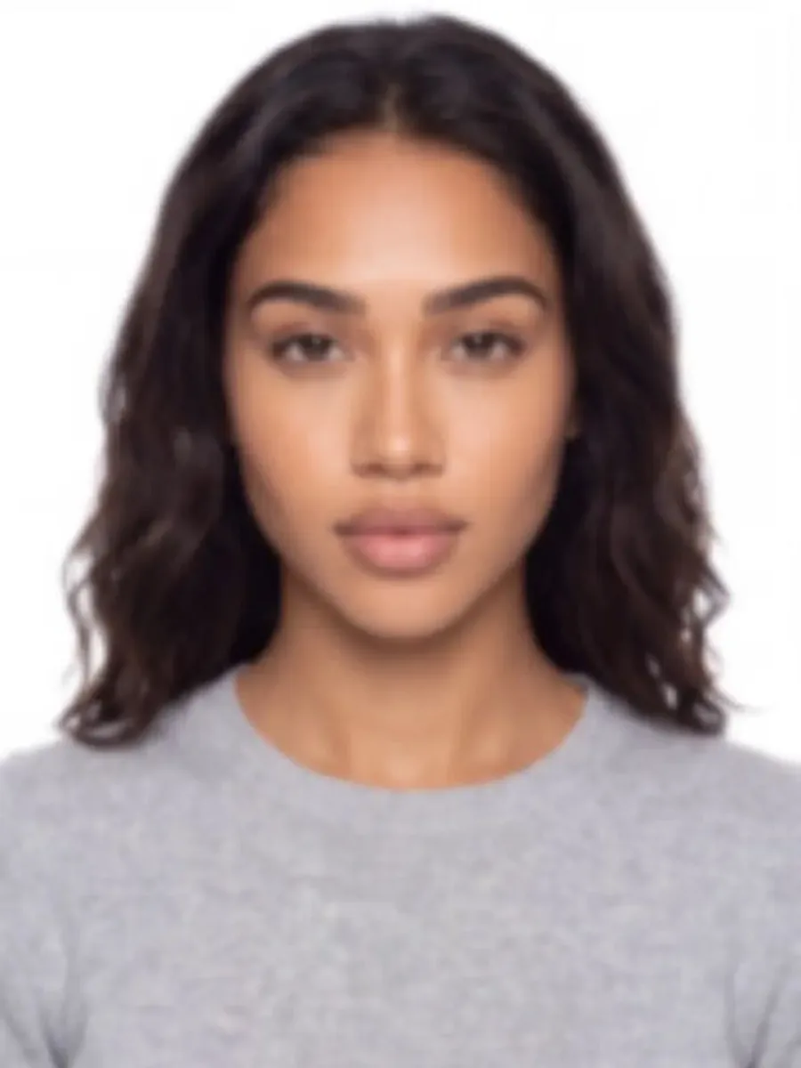 Without AICONIC: a soft, low-resolution portrait